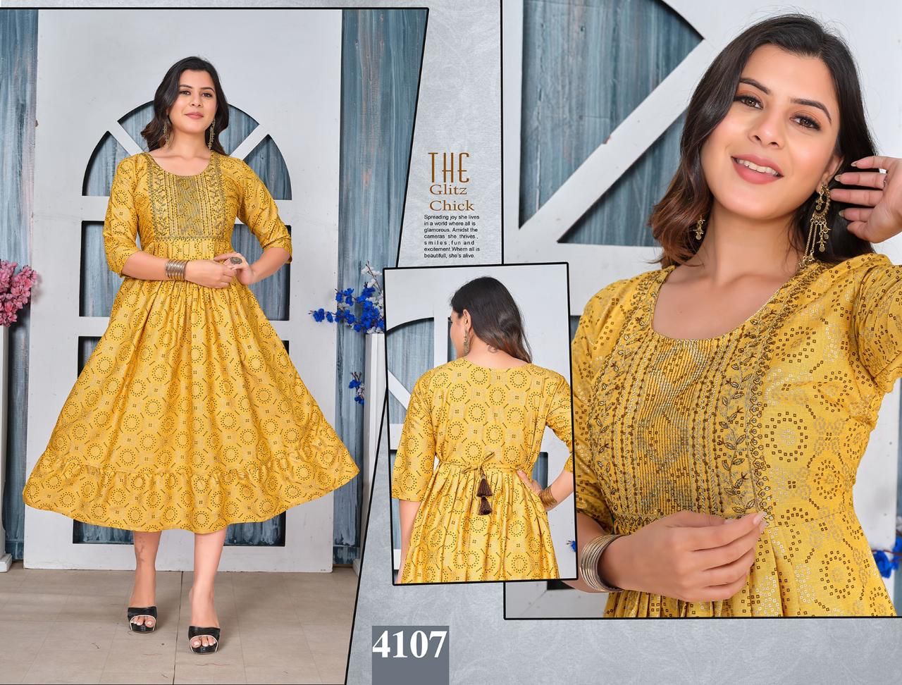 Golden Beautiful Look Vol 1 Anarkali Kurtis Catalog
